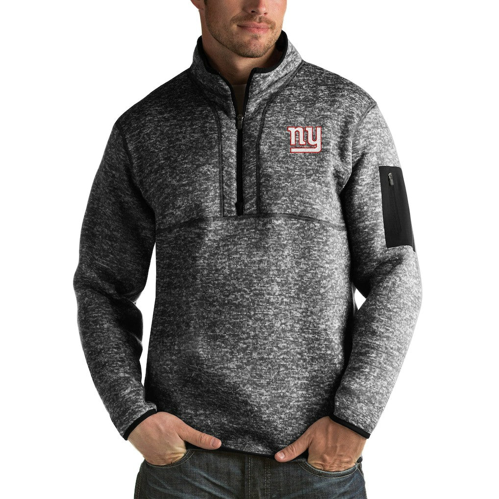 New York Giants Antigua Fortune Big & Tall Quarter-Zip Pullover Jacket - Heather Black Pullover