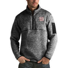 New York Giants Antigua Fortune Big & Tall Quarter-Zip Pullover Jacket - Heather Black Pullover