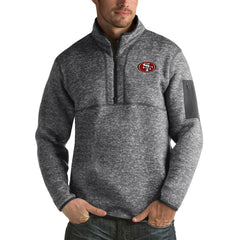 San Francisco 49ers Antigua Fortune Big & Tall Quarter-Zip Pullover Jacket - Charcoal Pullover