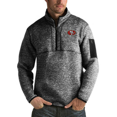 San Francisco 49ers Antigua Fortune Big & Tall Quarter-Zip Pullover Jacket - Heather Black Pullover