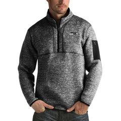 Seattle Seahawks Antigua Fortune Big & Tall Quarter-Zip Pullover Jacket - Heather Black Pullover