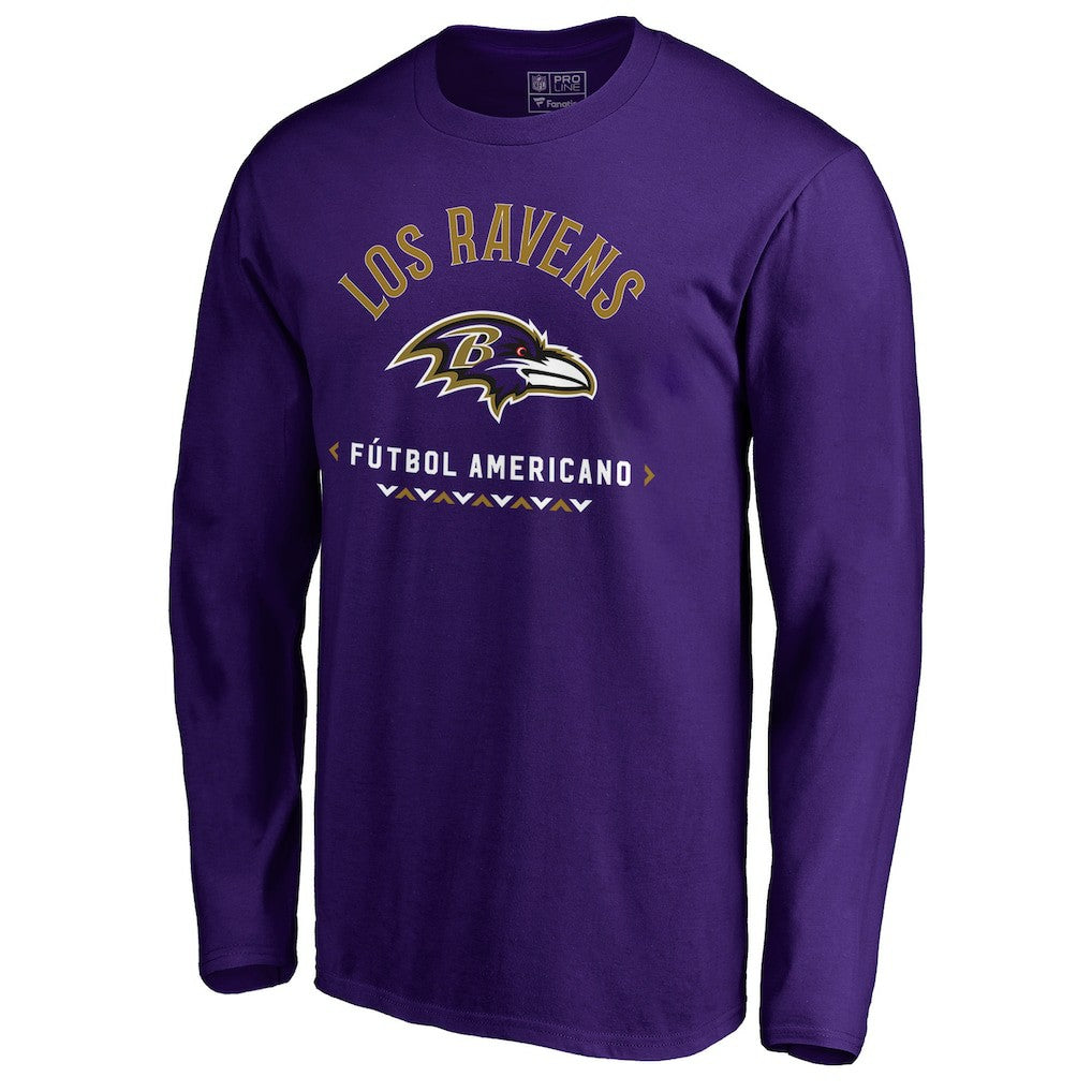 Baltimore Ravens Futbol Americano Long Sleeve T-Shirt - Purple T-shirts