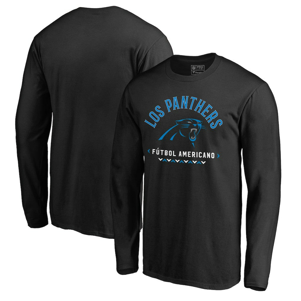 Carolina Panthers Futbol Americano Long Sleeve T-Shirt - Black T-shirts
