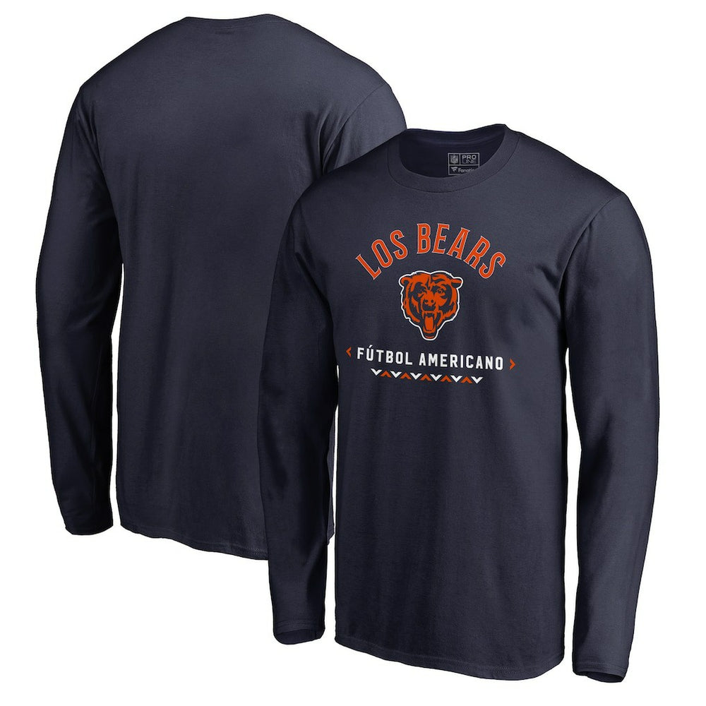 Chicago Bears Futbol Americano Long Sleeve T-Shirt - Navy T-shirts