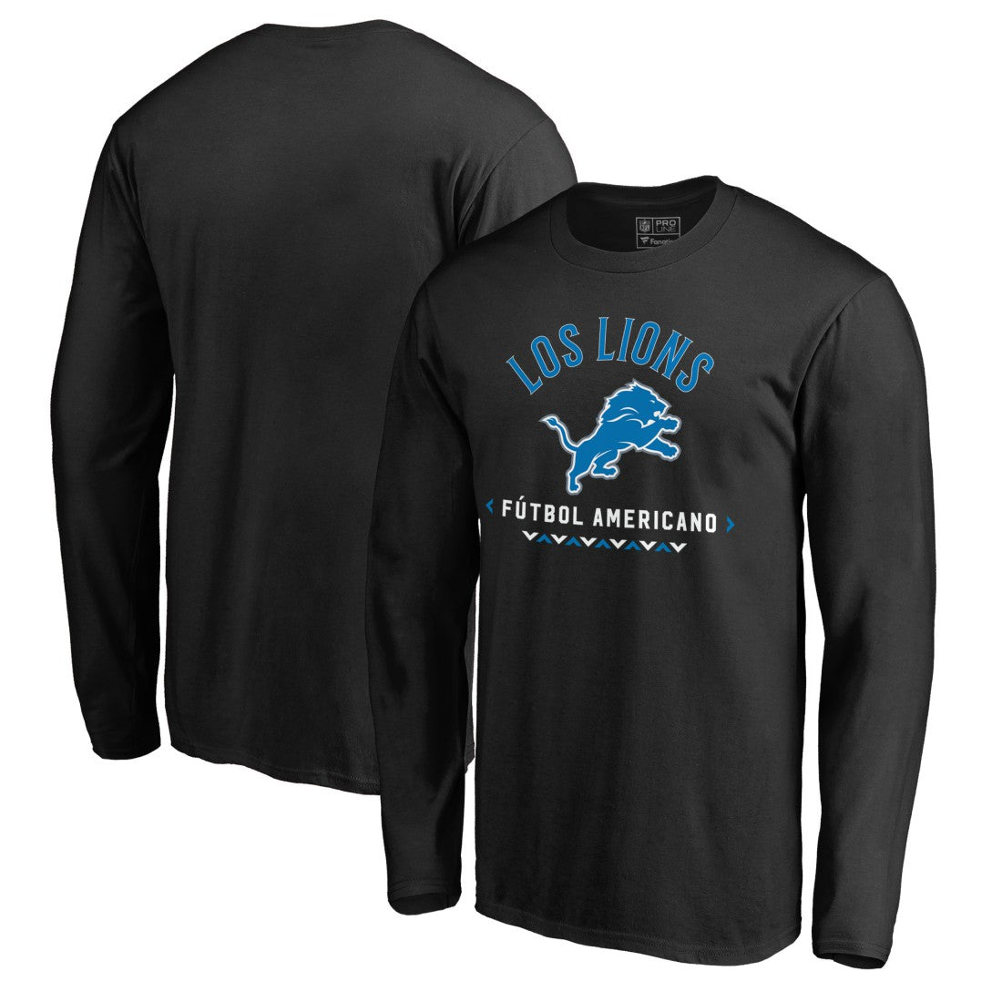 Detroit Lions Futbol Americano Long Sleeve T-Shirt - Black T-shirts