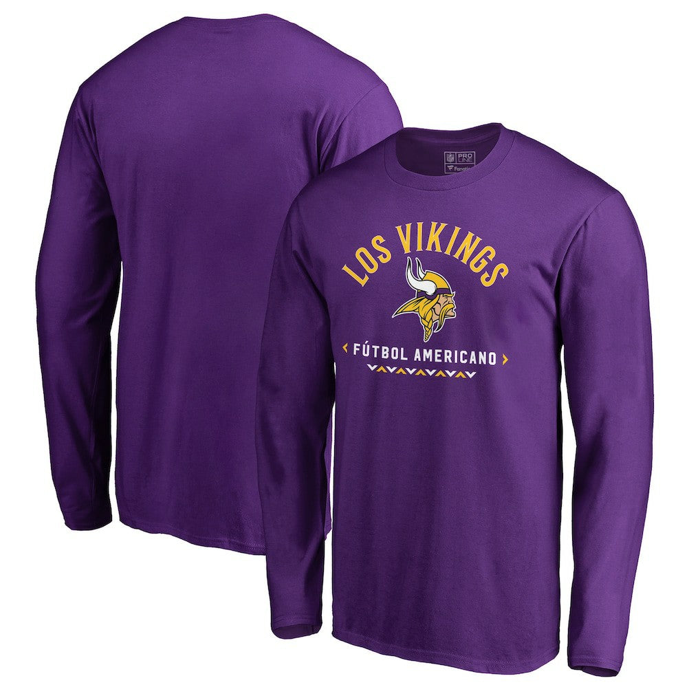 Minnesota Vikings Futbol Americano Long Sleeve T-Shirt - Purple T-shirts