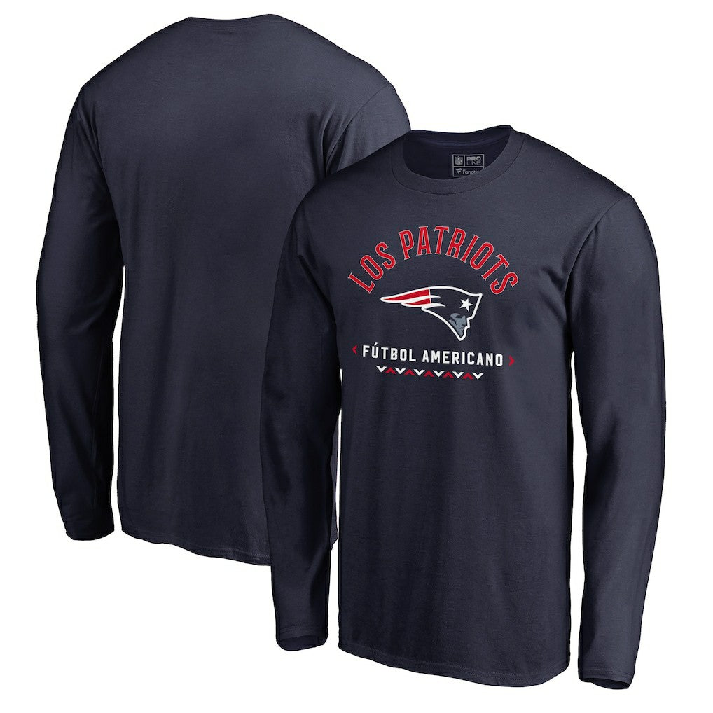 New England Patriots Futbol Americano Long Sleeve T-Shirt - Navy T-shirts