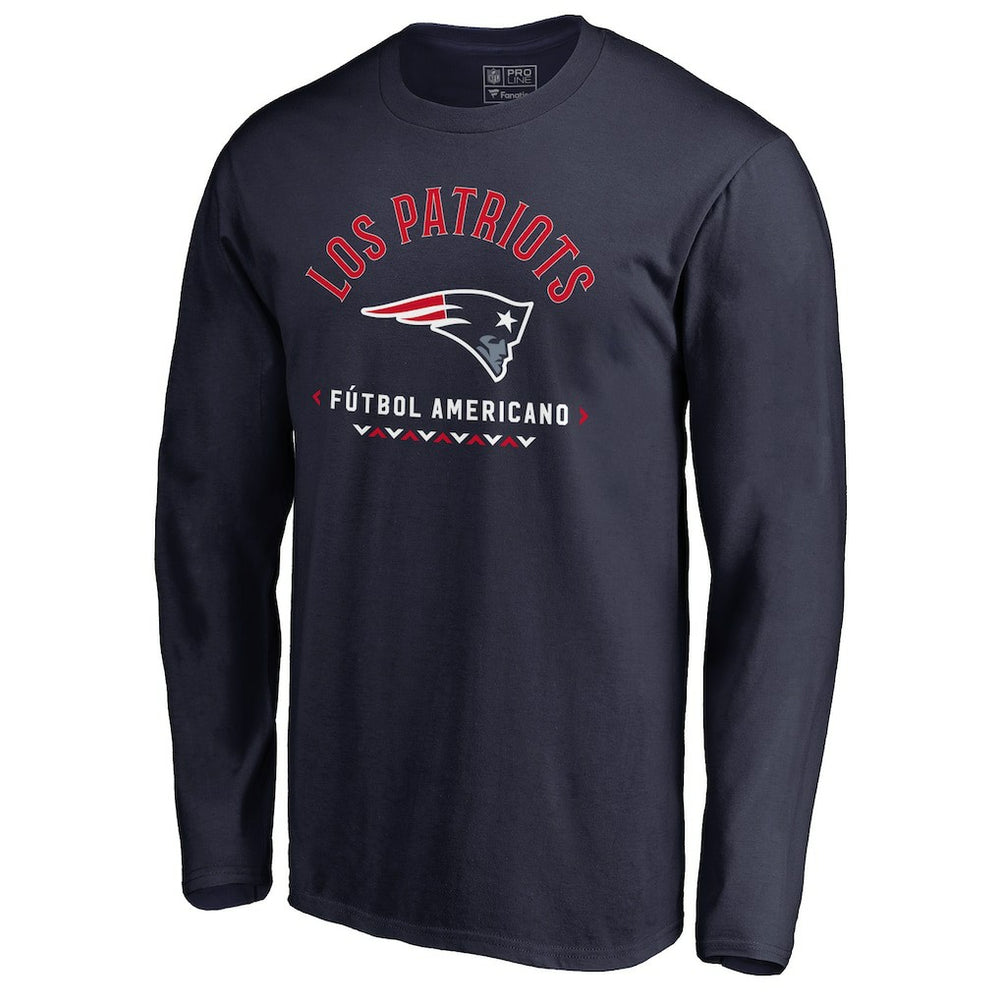 New England Patriots Futbol Americano Long Sleeve T-Shirt - Navy T-shirts