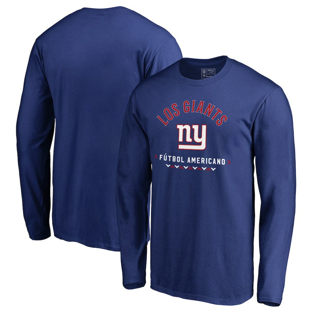 New York Giants Futbol Americano Long Sleeve T-Shirt - Royal T-shirts