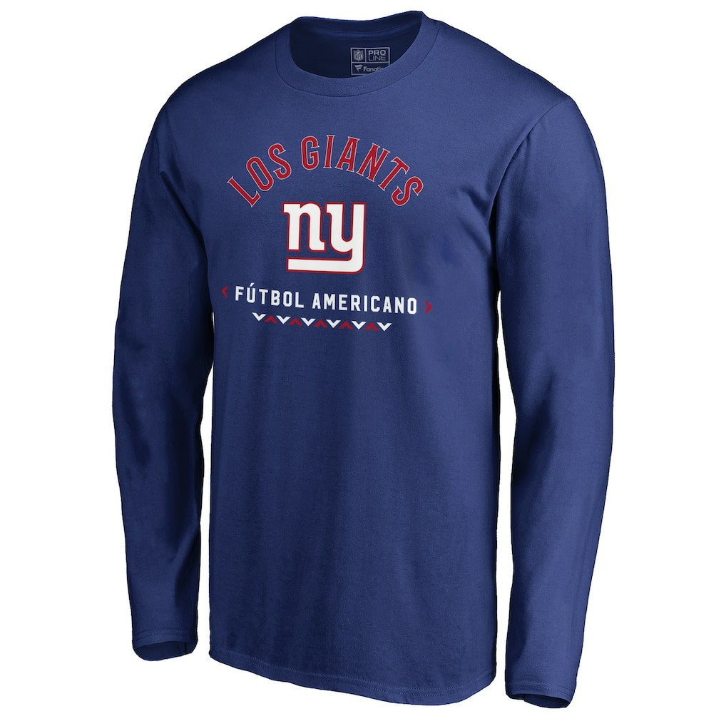 New York Giants Futbol Americano Long Sleeve T-Shirt - Royal T-shirts