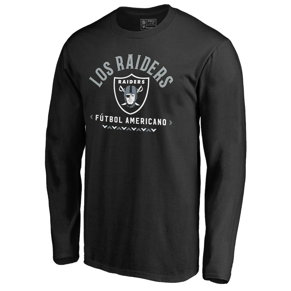 Las Vegas Raiders Futbol Americano Long Sleeve T-Shirt - Black T-shirts