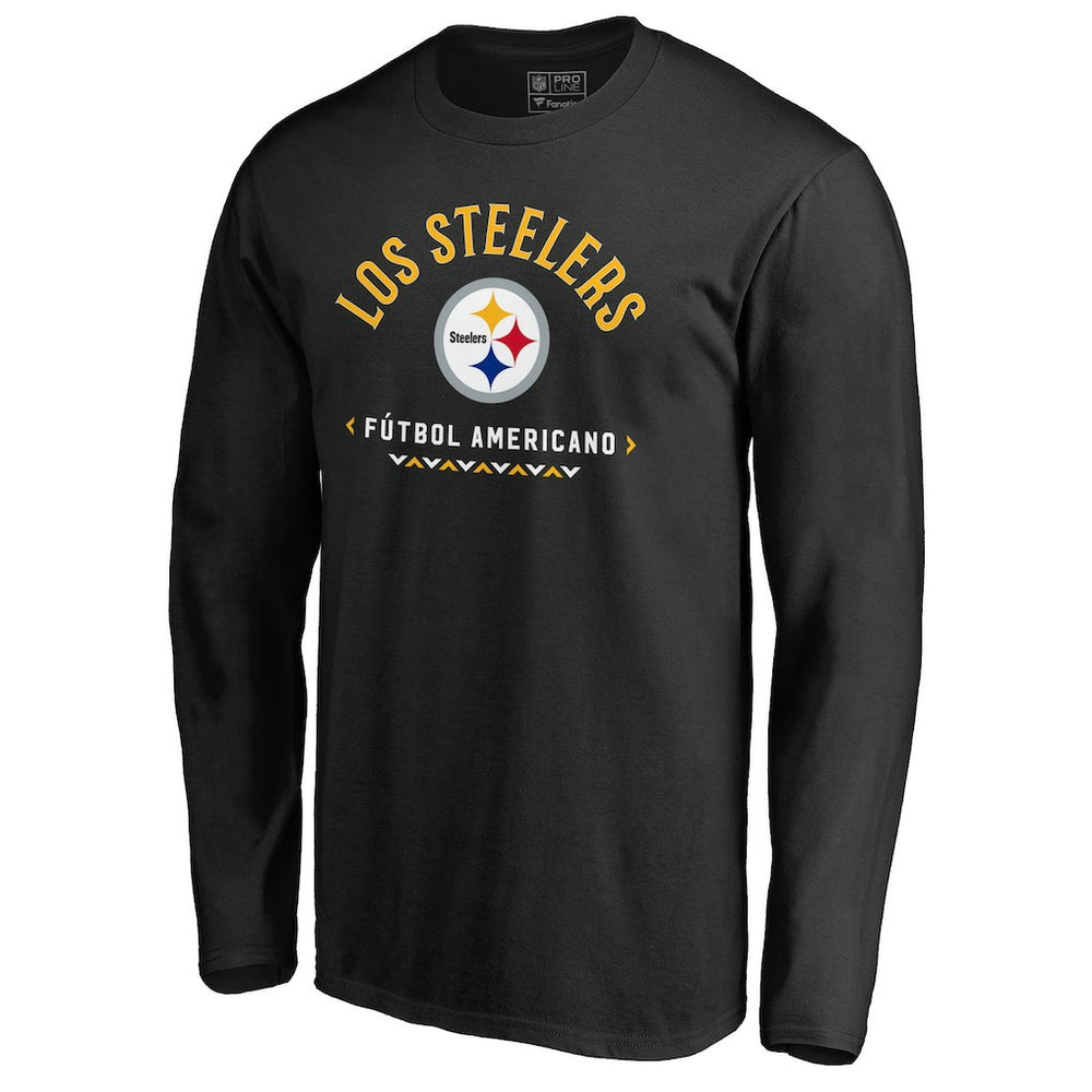Pittsburgh Steelers Futbol Americano Long Sleeve T-Shirt - Black T-shirts