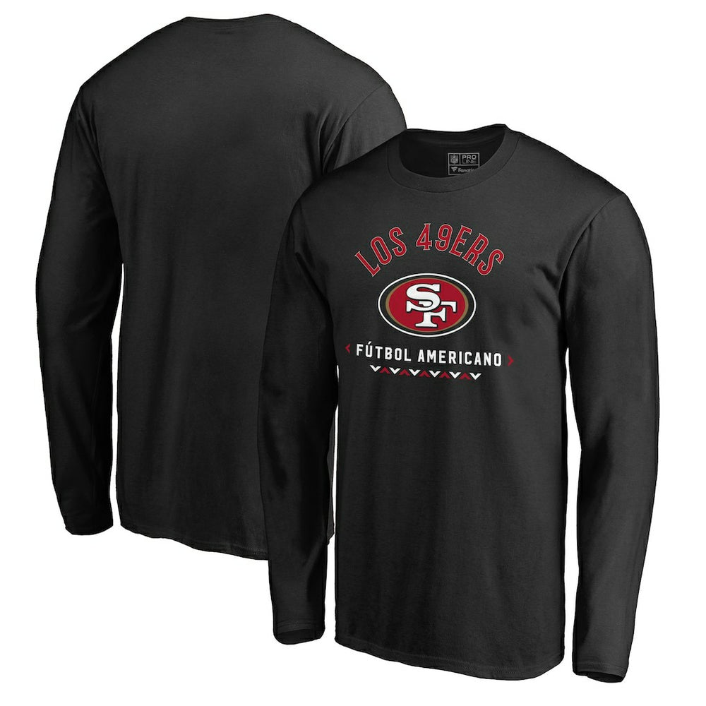 San Francisco 49ers Futbol Americano Long Sleeve T-Shirt - Black T-shirts