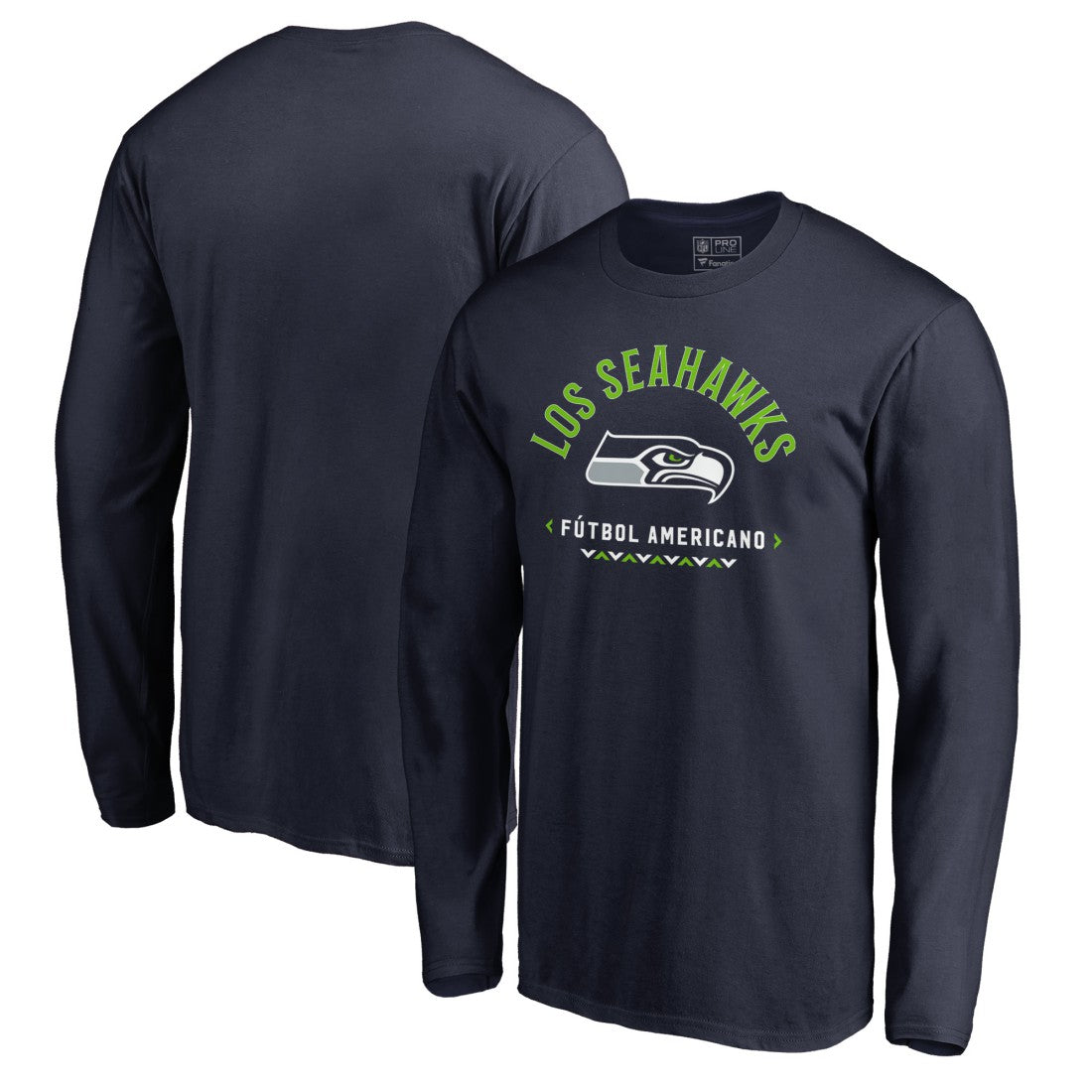 Seattle Seahawks Futbol Americano Long Sleeve T-Shirt - College Navy T-shirts
