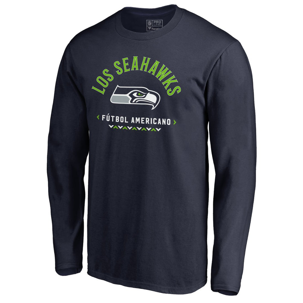 Seattle Seahawks Futbol Americano Long Sleeve T-Shirt - College Navy T-shirts