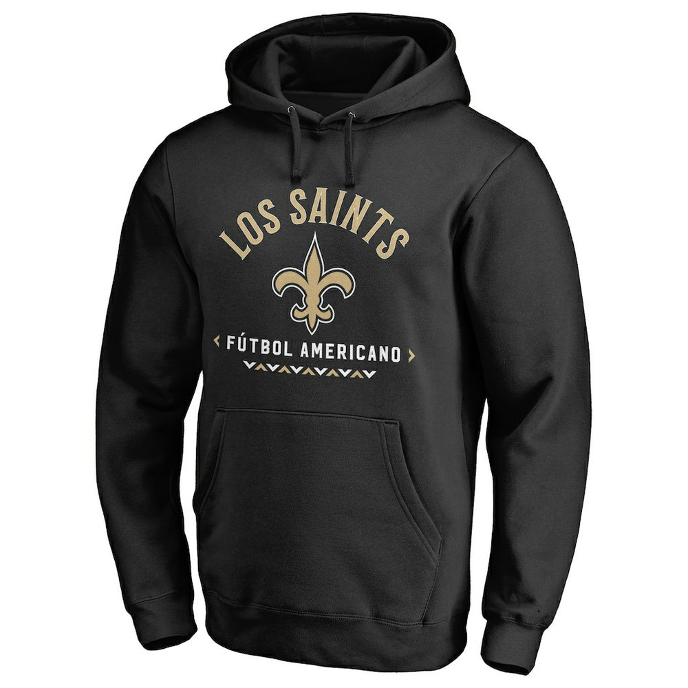 New Orleans Saints Futbol Americano Pullover Hoodie - Black Hoodies