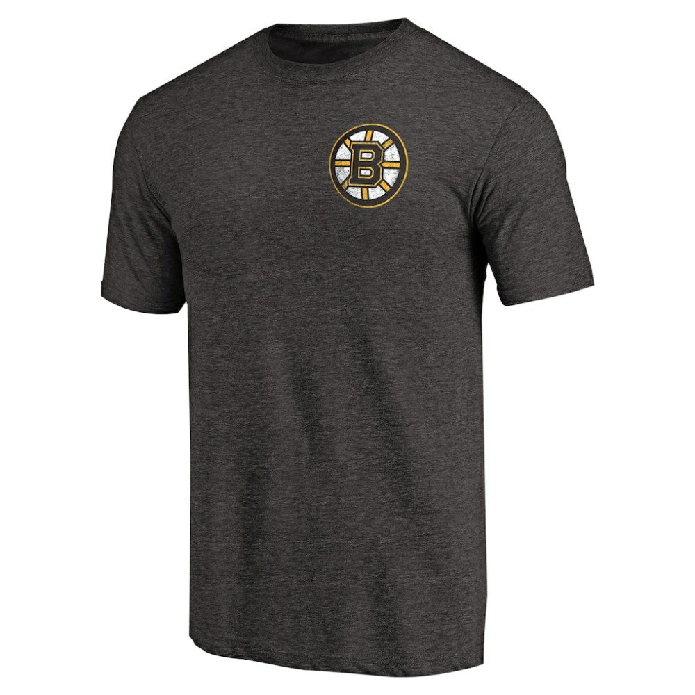 Boston Bruins Primary Logo Left Chest Distressed Tri-Blend T-Shirt - Black | US 3254332