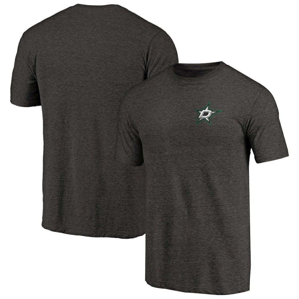 Dallas Stars Primary Logo Left Chest Distressed Tri-Blend T-Shirt - Black | US 3254339