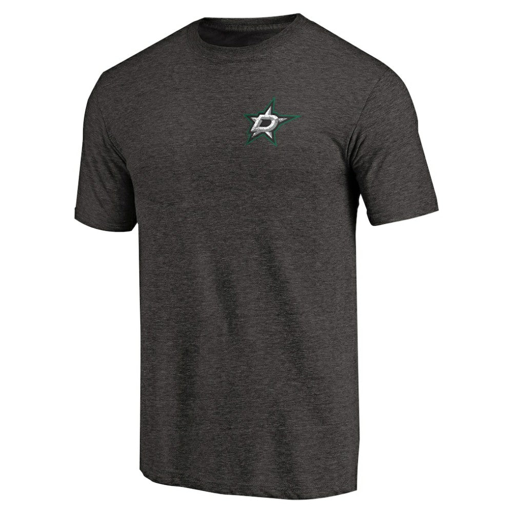 Dallas Stars Primary Logo Left Chest Distressed Tri-Blend T-Shirt - Black | US 3254339