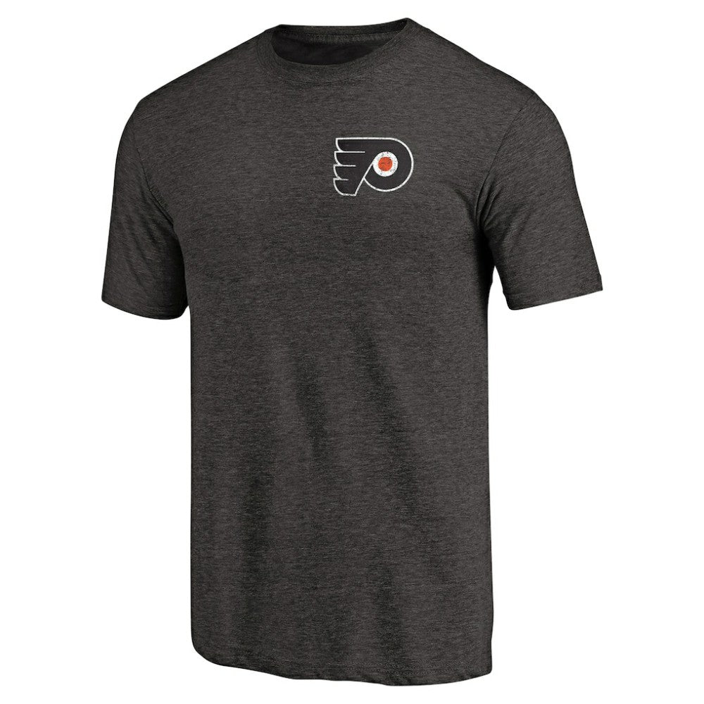 Philadelphia Flyers Primary Logo Left Chest Distressed Tri-Blend T-Shirt - Black | US 3254350