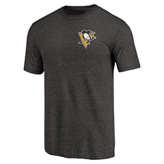 Pittsburgh Penguins Primary Logo Left Chest Distressed Tri-Blend T-Shirt - Black | US 3254351