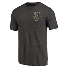 Vegas Golden Knights Primary Logo Left Chest Distressed Tri-Blend T-Shirt - Black | US 3254353