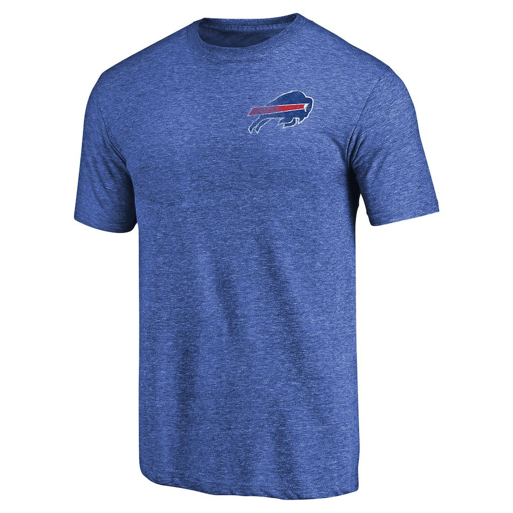 Buffalo Bills Primary Logo Left Chest Distressed Tri-Blend T-Shirt - Heathered Royal T-shirts