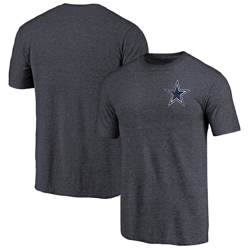 Dallas Cowboys Primary Logo Left Chest Distressed Tri-Blend T-Shirt - Heathered Navy T-shirts