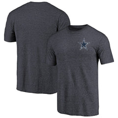 Dallas Cowboys Primary Logo Left Chest Distressed Tri-Blend T-Shirt - Heathered Navy T-shirts