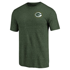 Green Bay Packers Primary Logo Left Chest Distressed Tri-Blend T-Shirt - Heathered Green T-shirts