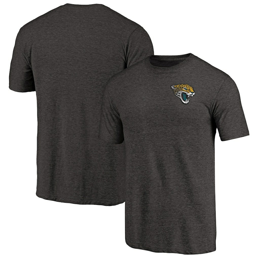 Jacksonville Jaguars Primary Logo Left Chest Distressed Tri-Blend T-Shirt - Heathered Black T-shirts
