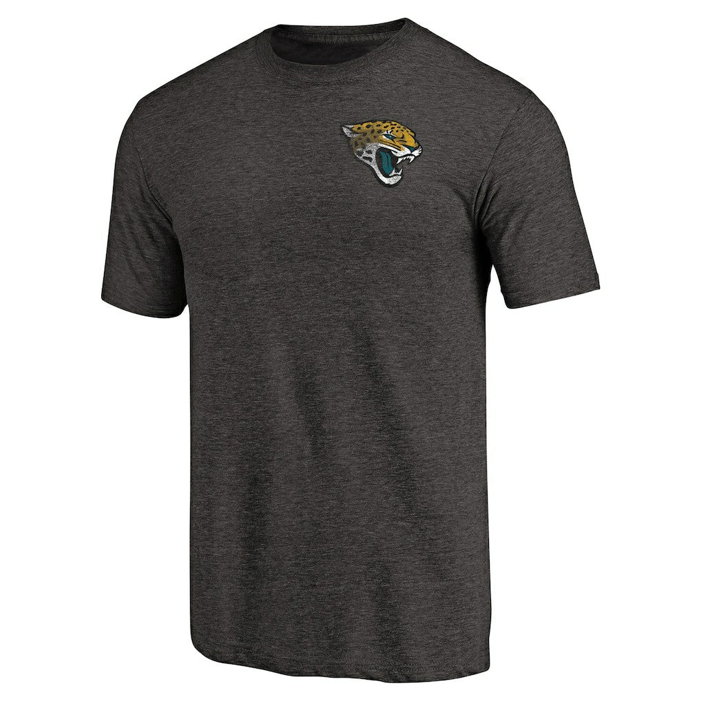 Jacksonville Jaguars Primary Logo Left Chest Distressed Tri-Blend T-Shirt - Heathered Black T-shirts