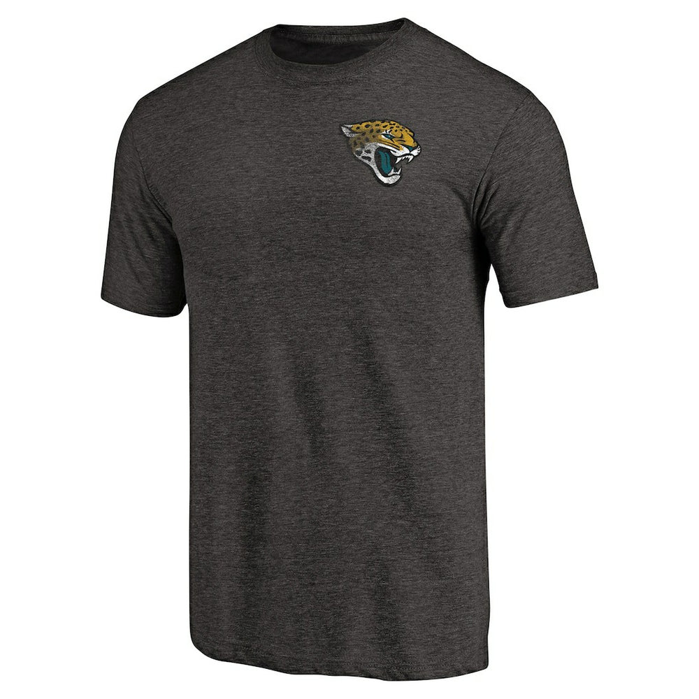 Jacksonville Jaguars Primary Logo Left Chest Distressed Tri-Blend T-Shirt - Heathered Black T-shirts