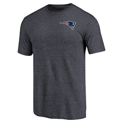 New England Patriots Primary Logo Left Chest Distressed Tri-Blend T-Shirt - Heathered Navy T-shirts