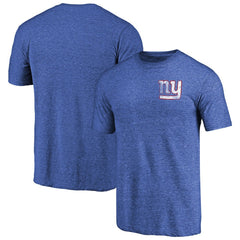 New York Giants Primary Logo Left Chest Distressed Tri-Blend T-Shirt - Heathered Royal T-shirts