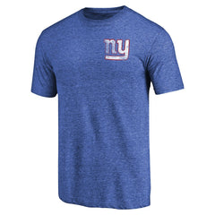 New York Giants Primary Logo Left Chest Distressed Tri-Blend T-Shirt - Heathered Royal T-shirts