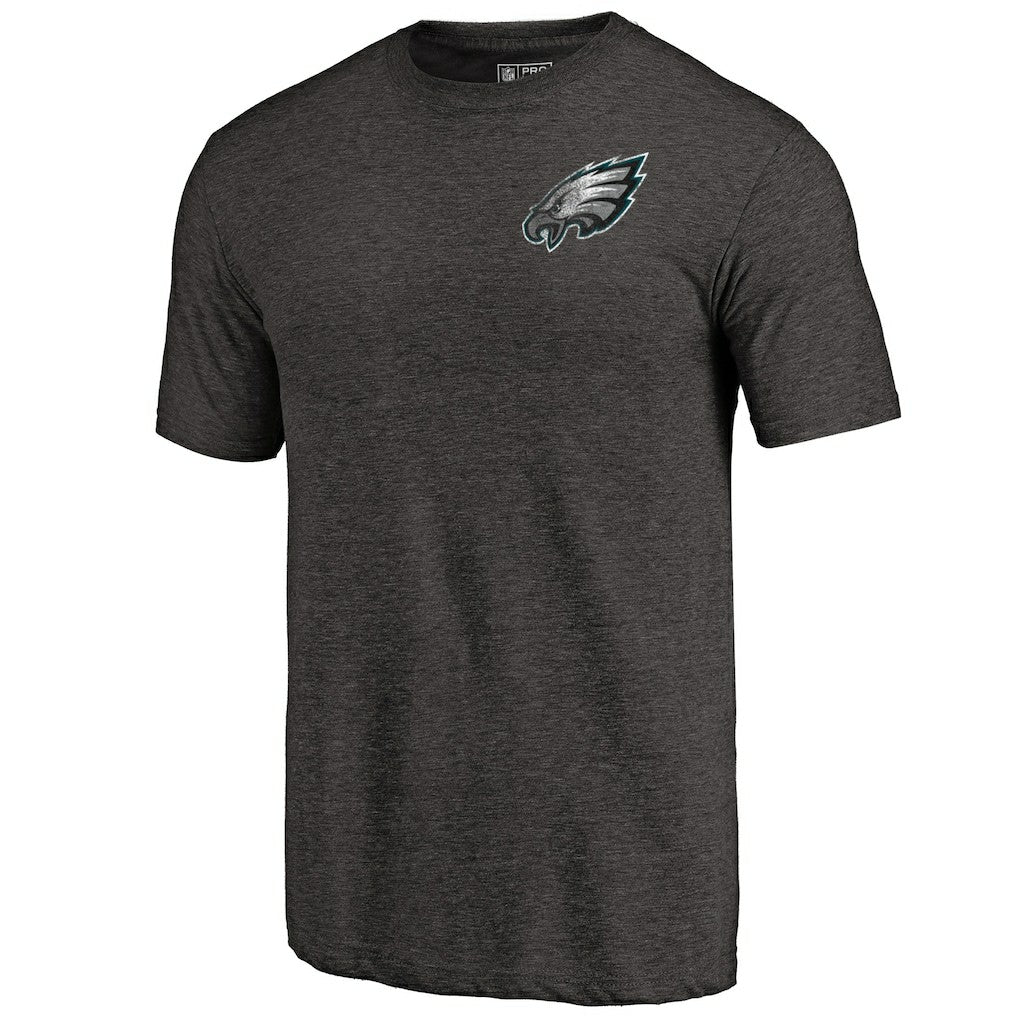 Philadelphia Eagles Primary Logo Left Chest Distressed Tri-Blend T-Shirt - Heathered Black T-shirts