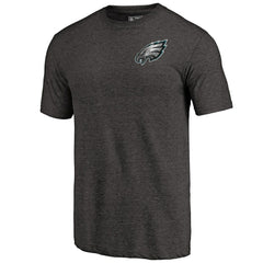 Philadelphia Eagles Primary Logo Left Chest Distressed Tri-Blend T-Shirt - Heathered Black T-shirts
