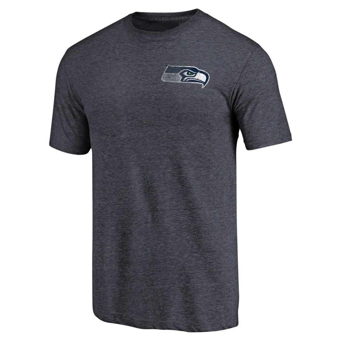 Seattle Seahawks Primary Logo Left Chest Distressed Tri-Blend T-Shirt - Heathered College Navy T-shirts