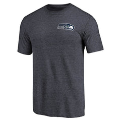 Seattle Seahawks Primary Logo Left Chest Distressed Tri-Blend T-Shirt - Heathered College Navy T-shirts