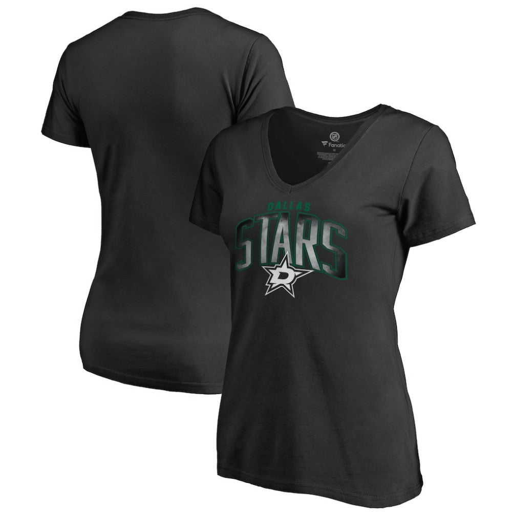 Dallas Stars Women's Arch Smoke V-Neck T-Shirt - Black | US 3255552
