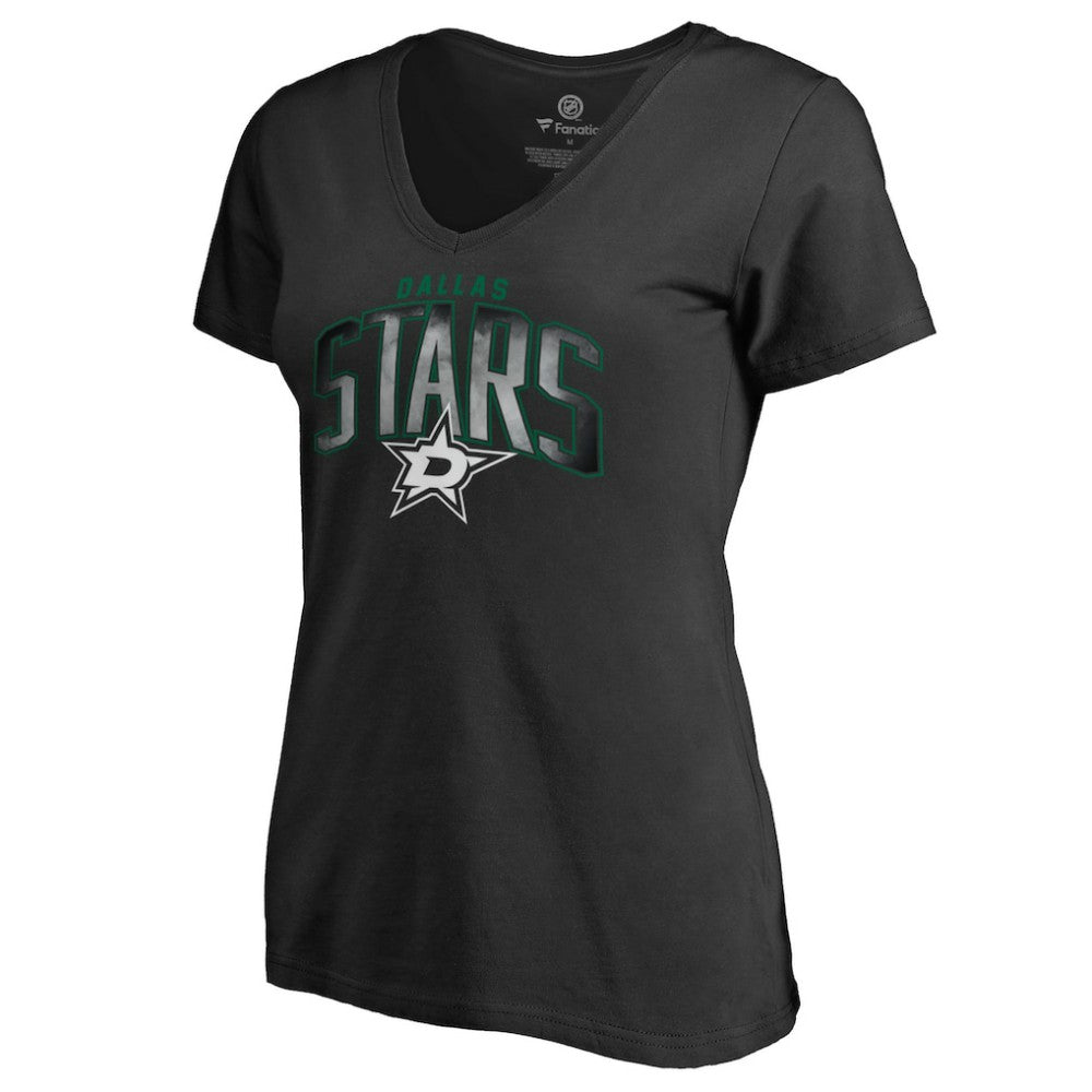 Dallas Stars Women's Arch Smoke V-Neck T-Shirt - Black | US 3255552