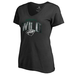 Minnesota Wild Women's Arch Smoke V-Neck T-Shirt - Black | US 3255557