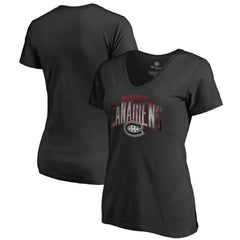 Montreal Canadiens Women's Arch Smoke V-Neck T-Shirt - Black | US 3255558