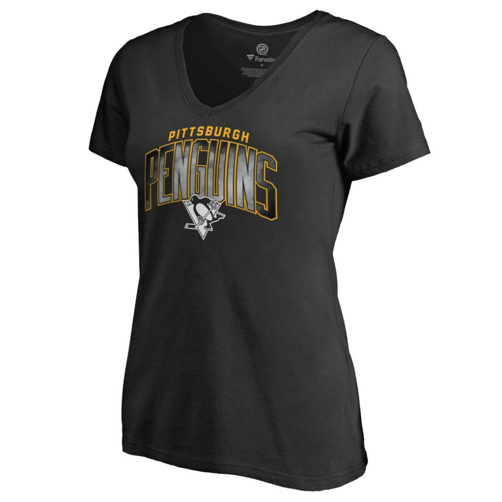 Pittsburgh Penguins Women's Arch Smoke V-Neck T-Shirt - Black | US 3255565