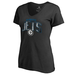 Winnipeg Jets Women's Arch Smoke V-Neck T-Shirt - Black | US 3255573