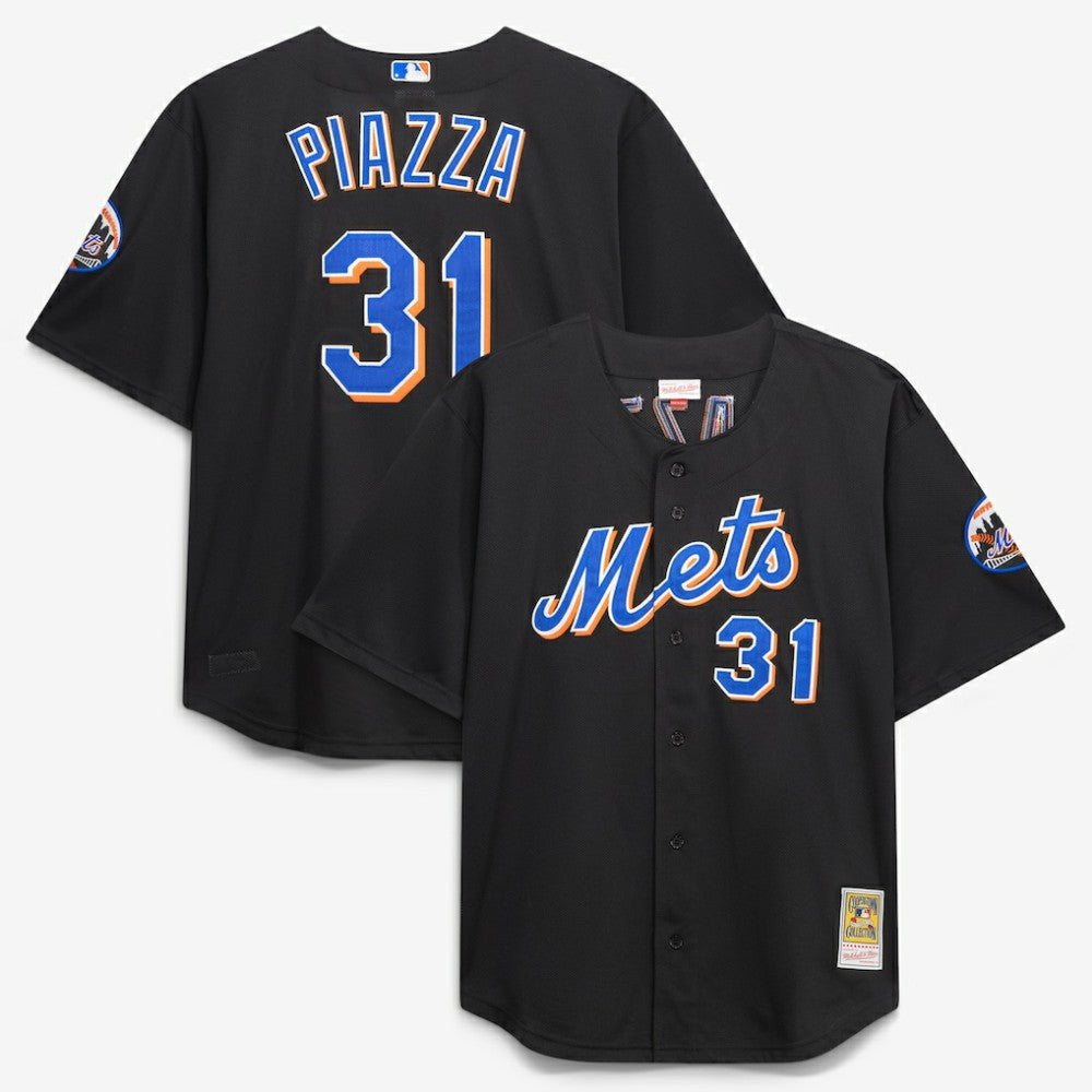 Mike Piazza New York Mets Mitchell & Ness Big & Tall Cooperstown Mesh Batting Practice Jersey - Black Jerseys