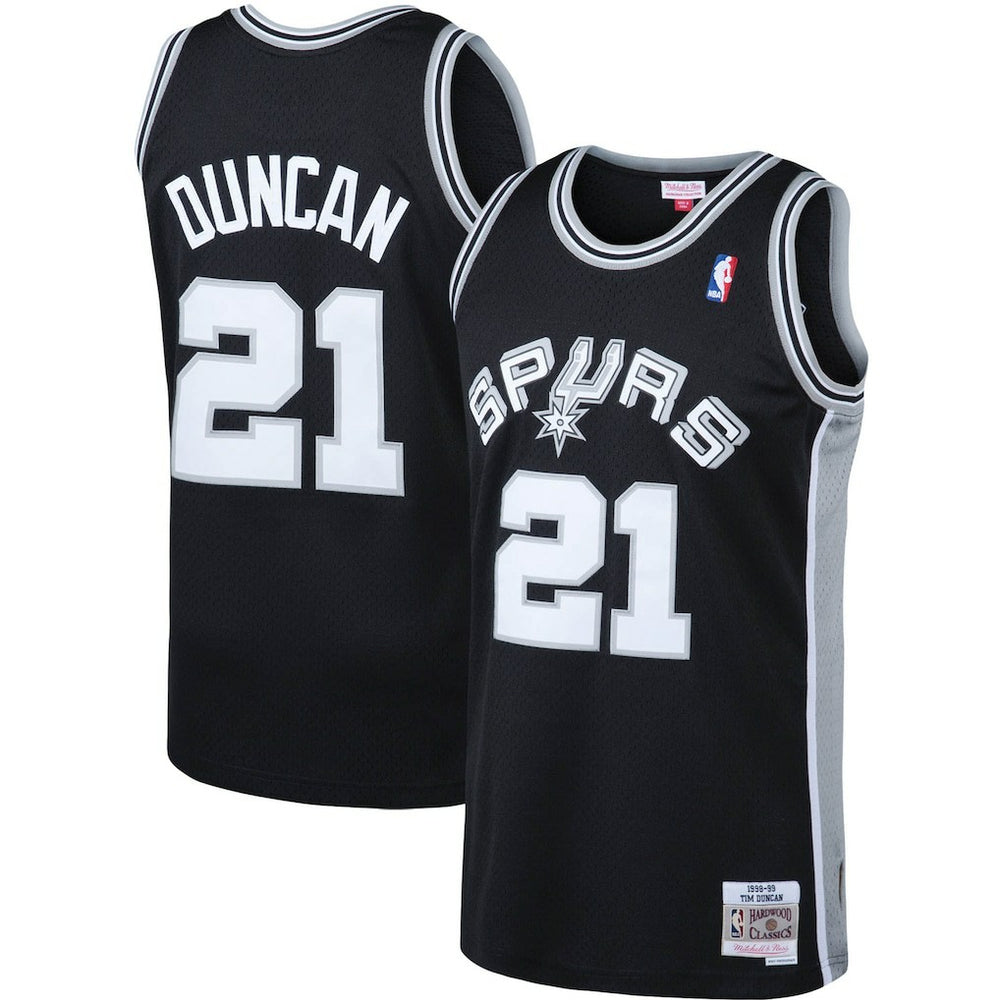 Tim Duncan San Antonio Spurs 1998/99 Big & Tall Hardwood Classics Swingman Jersey Black - Mitchell & Ness