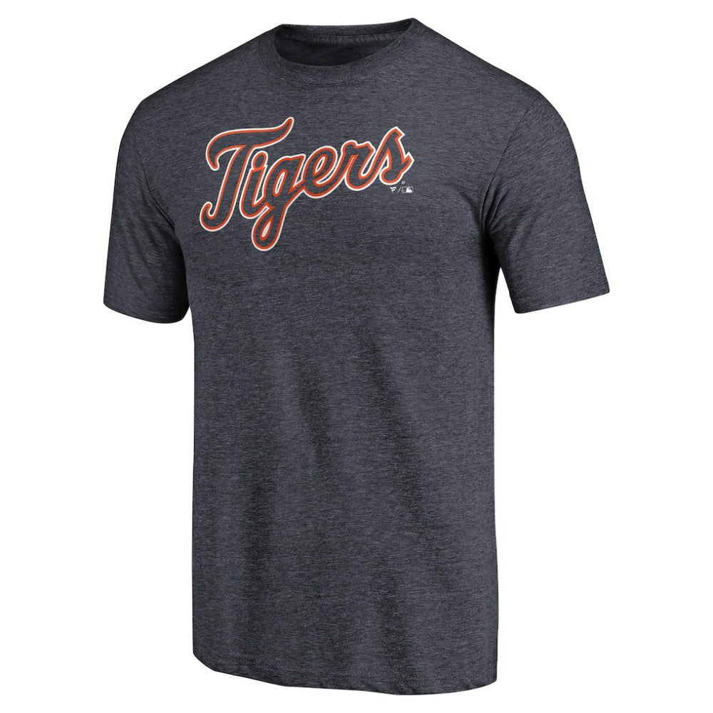 Detroit Tigers Team Wordmark Tri-Blend T-Shirt - Navy T-shirts