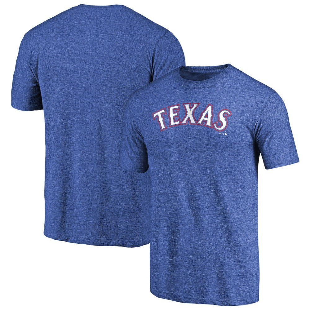 Texas Rangers Team Wordmark Tri-Blend T-Shirt - Royal T-shirts